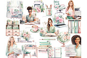 Planner Girl Clipart | Boss Babe PNG, a Work Illustration by GlamArtZhanna (Thumbnail 3 of 6)