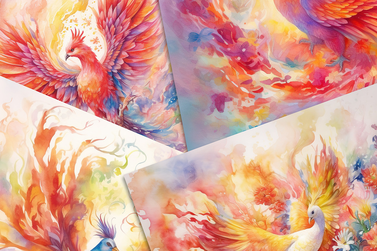 Phoenix Rising from Flowers