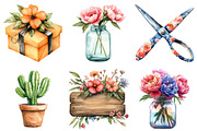 Watercolor Flowers Shop Clipart, an Illustration by Craft Nest (Thumbnail 3 of 7)