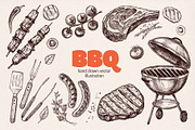 BBQ Grill Sketch Set., a Food Illustration by natadanko (Thumbnail 1 of 3)
