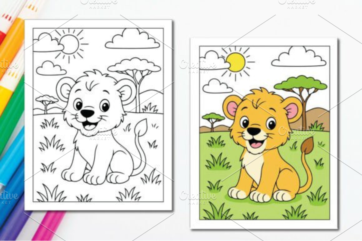 Cute Jungle Animals Coloring Pages, an Animal Illustration by Ink Gallery (Photo 6 of 7)