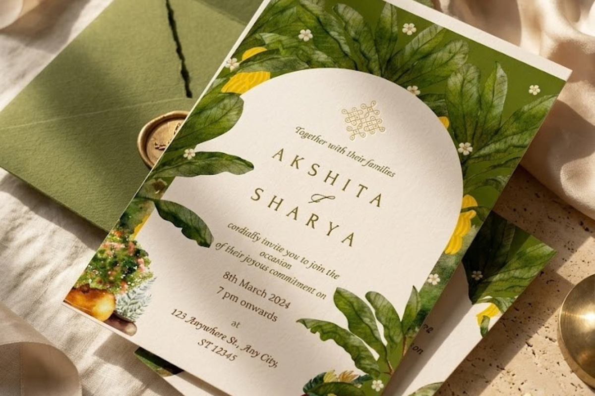 Green & Yellow Wedding Invitation, an Invitation Template by OORH Designs (Photo 1 of 3)