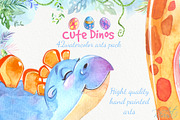 Dinosaurs watercolor, cute dino's, an Animal Illustration by RivusArt (Thumbnail 3 of 9)