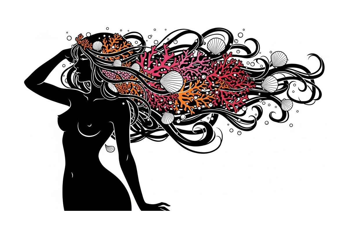 Fantasy Flowing Hair Mermaid Bundle, an Illustration by jahid234 (Photo 11 of 31)