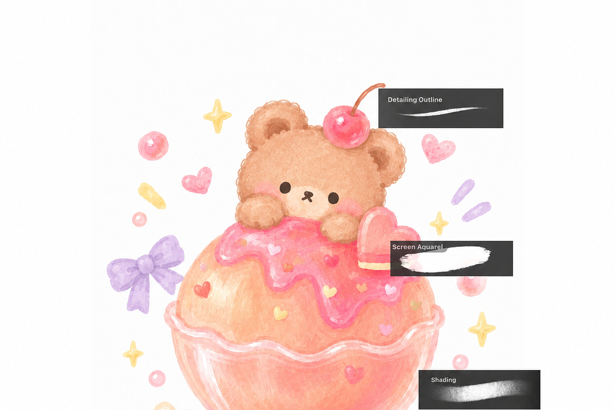 30+ Cute Crayone Procreate Brushes, a Brush Add-On by BeeRubby (Photo 2 of 7)