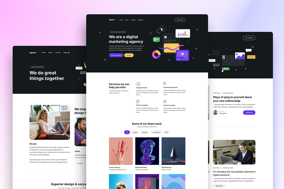 Agento - Agency Framer Template, a Landing Page Template by VictorThemes