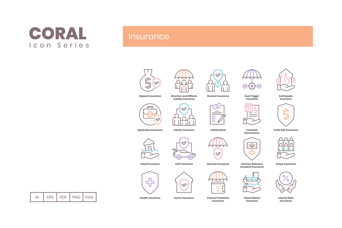 95 Insurance Icons - Coral Series, an Icon by Flat Icons (Photo 4 of 9)