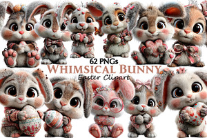 Whimsical Easter Bunny Clipart, an Illustration by Pixels.Craft