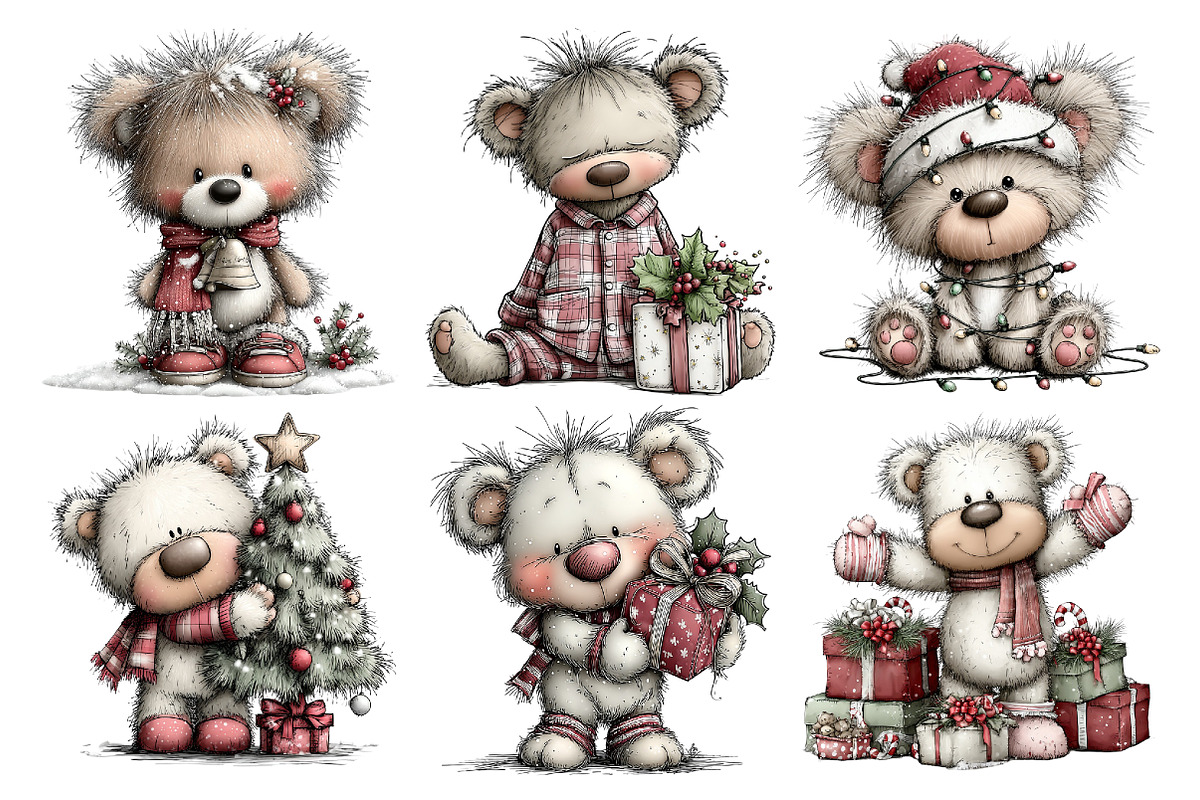 Whimsical Christmas Teddy Bear PNG, an Animal Illustration by Creative Art (Photo 3 of 6)