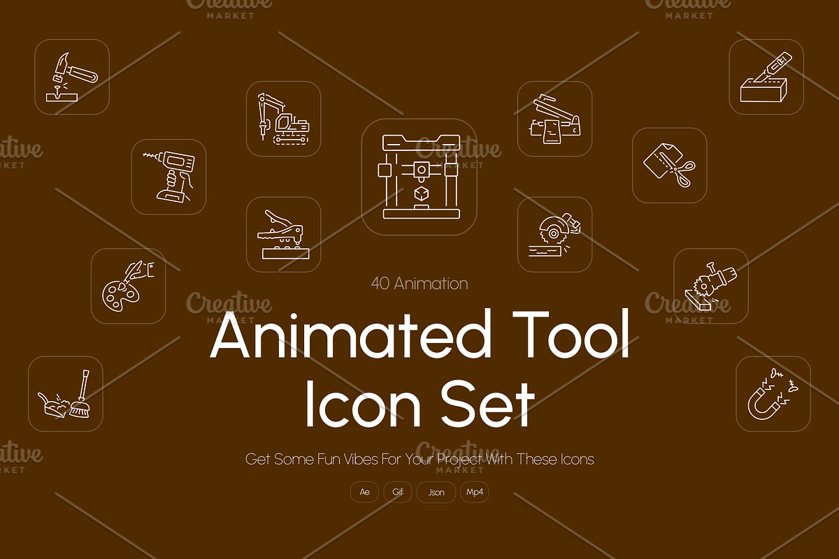 Animated Tools Icon Art Set | Creative Market