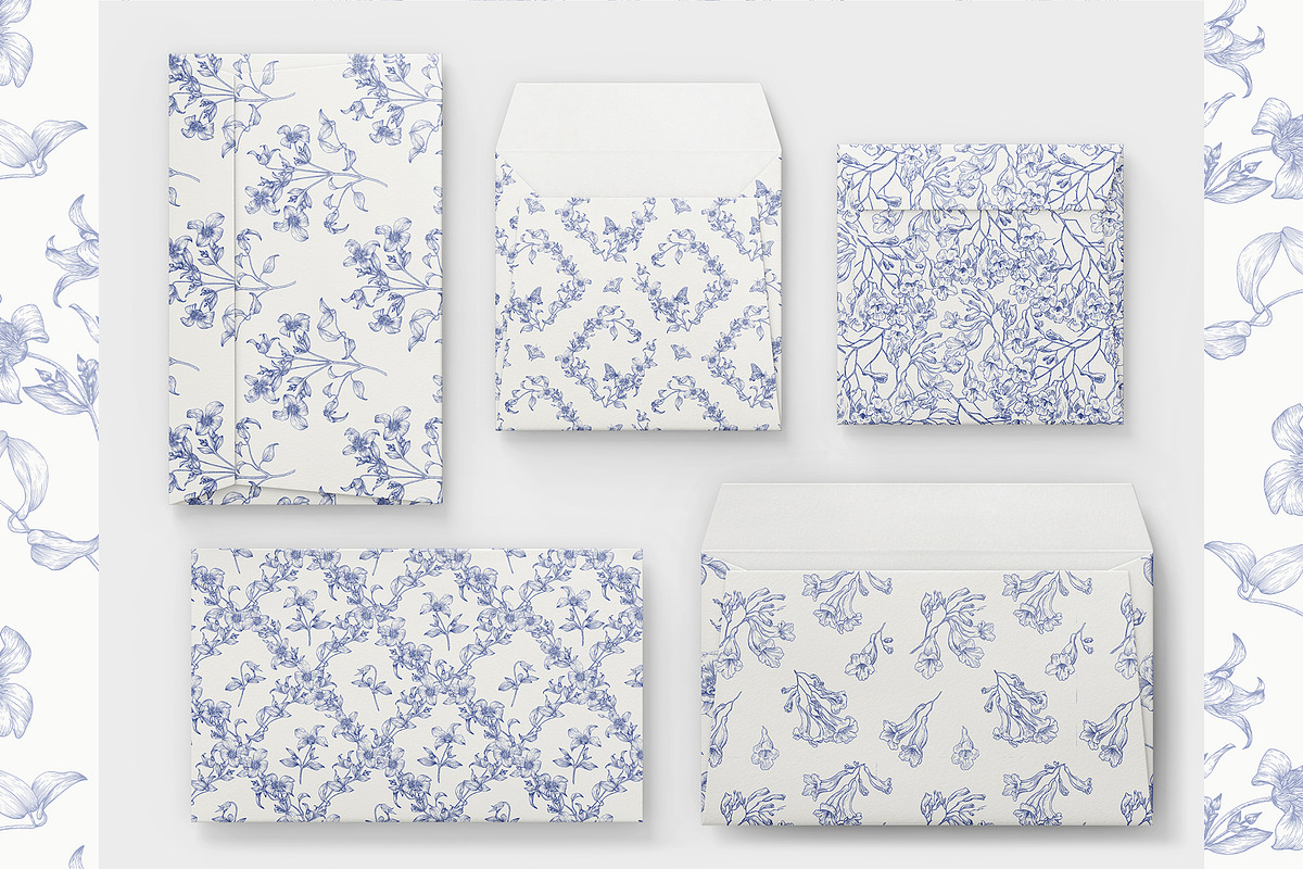 Vintage Seamless Patterns Toile Blue, a Pattern Graphic by ON_lineart_store (Photo 7 of 10)