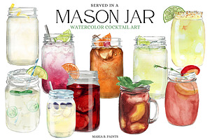 Mason Jar Drinks Clipart