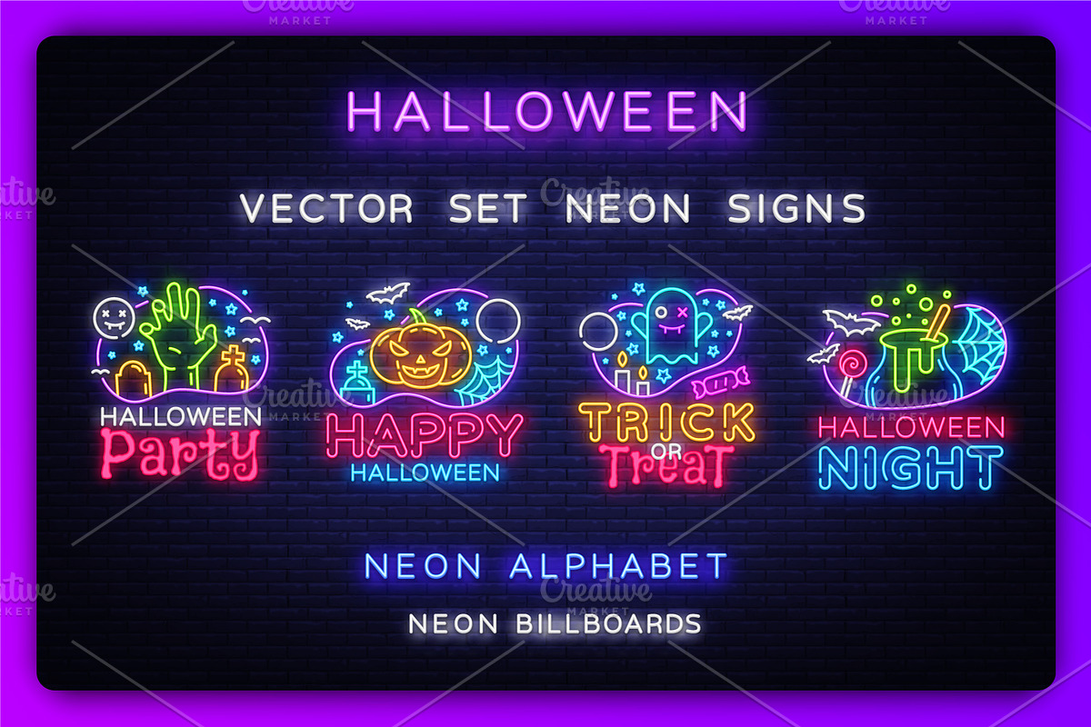 Halloween Neon Signs, a Decorative Illustration by Soifer Design (Photo 1 of 2)