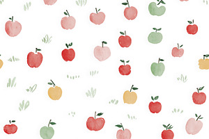 Seamless pattern watercolor apple fruit pattern creating a vibra, a Pattern Graphic by Studio ANNA