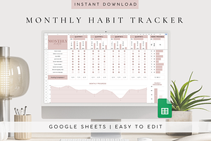 Monthly Habit Tracker Google Sheets