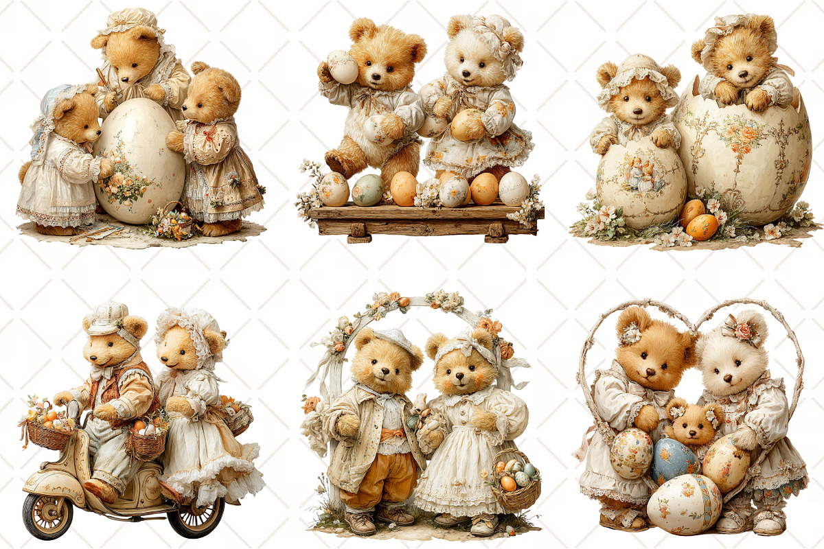 Whimsical Easter Bear Couple Clipart, an Illustration by Black Bird Studio (Photo 4 of 6)