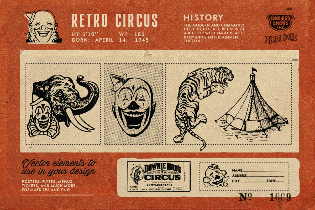 Retro Circus Pack, an Animal Illustration by Retro Machine (Photo 2 of 6)