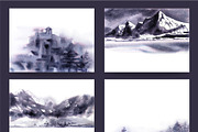 Watercolor Winter Landscapes Set, a Texture Illustration by Nuburu (Thumbnail 11 of 14)