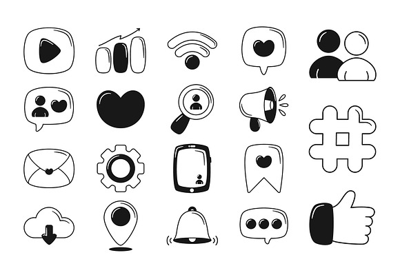 Doodle Social Media Icons Set preview 2
