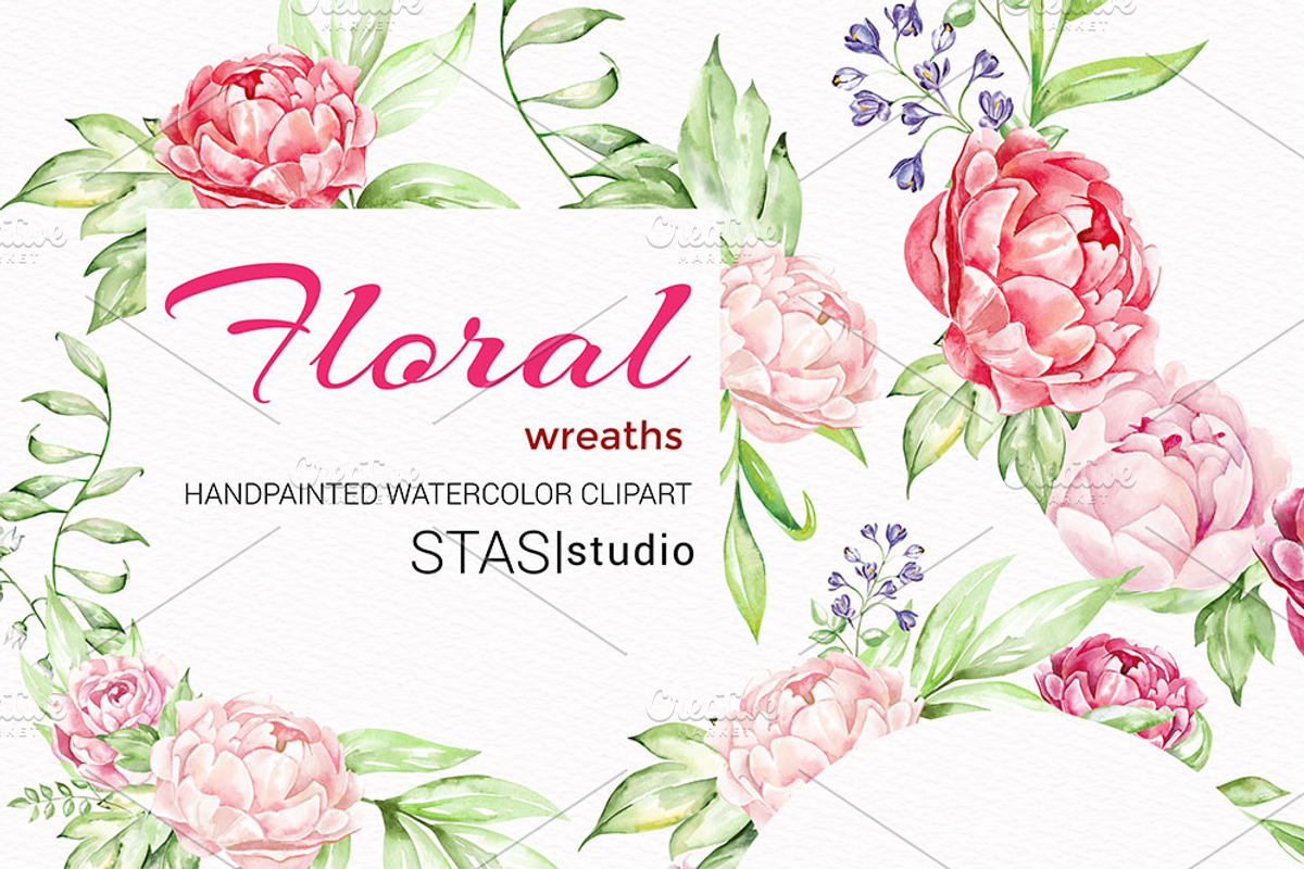 Pink Floral Wreath & Bouquet PNG, a Decorative Illustration by STASIstudio (Photo 1 of 3)