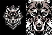 Wolf Head with Geometric Badge, an Animal Illustration by weervector (Thumbnail 1 of 4)