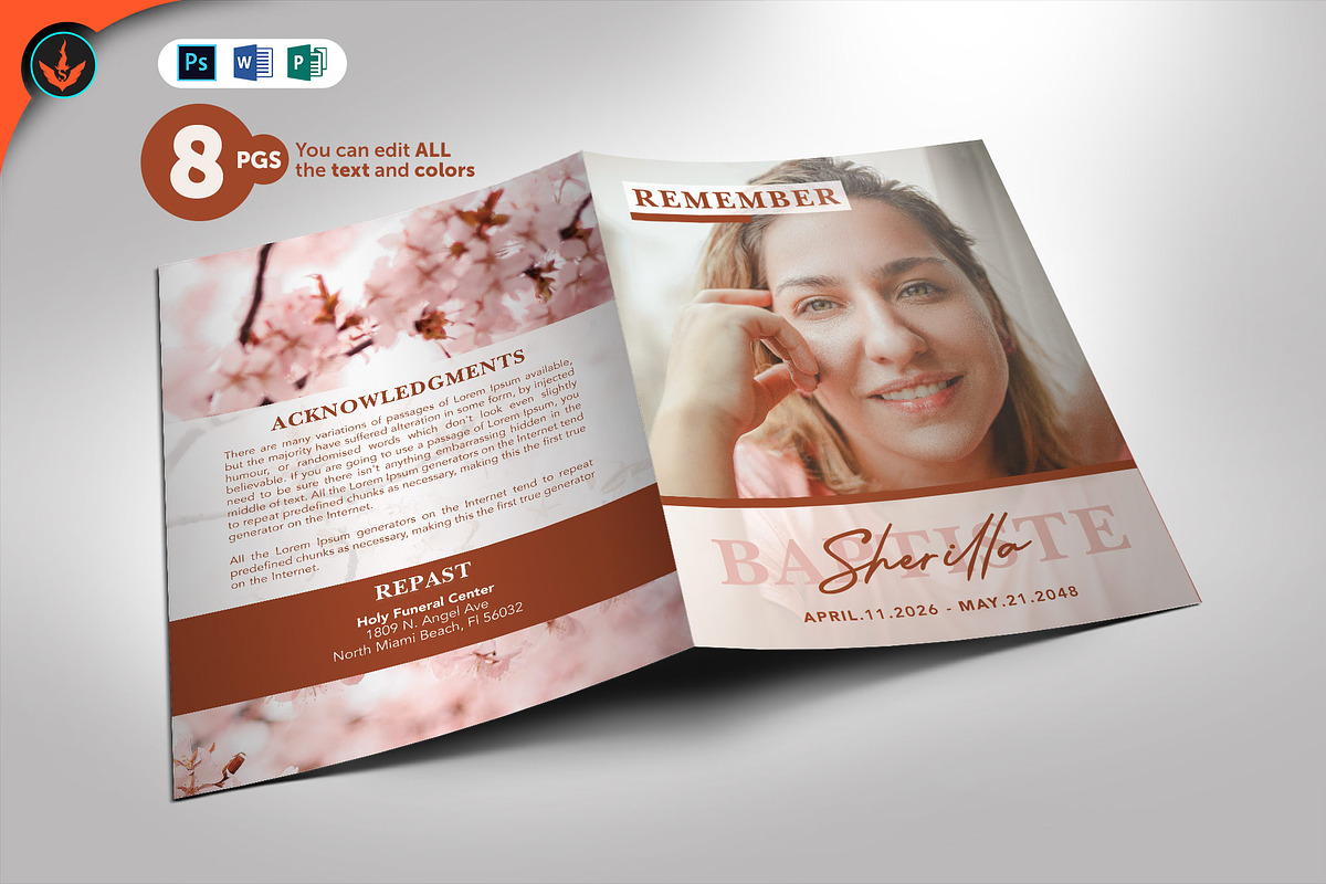 Funeral Program 06 Cherry Blossom, a Brochure Template by SeraphimChris (Photo 1 of 6)