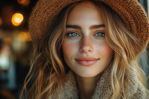 Beautiful young woman with blue eyes, a Photo by Tanuart