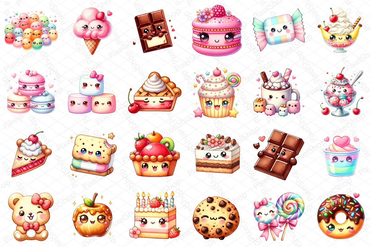 Kawaii Sweet Food Clipart Bundle, an Illustration by DreamPrint404 (Photo 3 of 5)