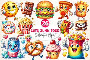 Cute Junk Food Sublimation Clipart, a Work Illustration by Dream Creation