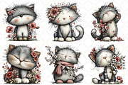 Whimsical Silver Spring Cat Clipart, an Illustration by Black Bird Studio (Thumbnail 3 of 5)
