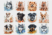 Watercolor Floral Dog Clipart, a Seasonal Illustration by Design Market (Thumbnail 4 of 5)