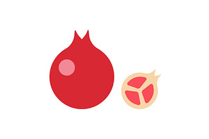Fruit line icons featuring garnet, an Illustration by okskukuruza