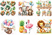 Cute Safari Party Animal Watercolor, an Illustration by DreamPrint404 (Thumbnail 4 of 5)