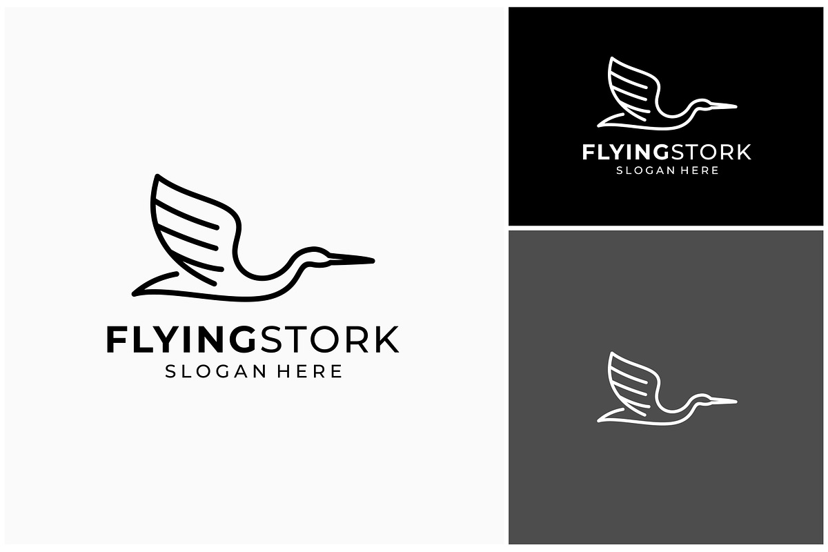 Flying Stork Heron Line Art Logo, a Branding & Logo Template by ika trisiana (Photo 2 of 2)