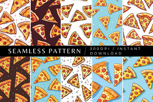 10 Pizza Slice Seamless Patterns