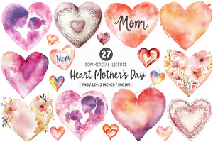 Heart Mother's Day Clipart PNG, an Illustration by SinaCreation