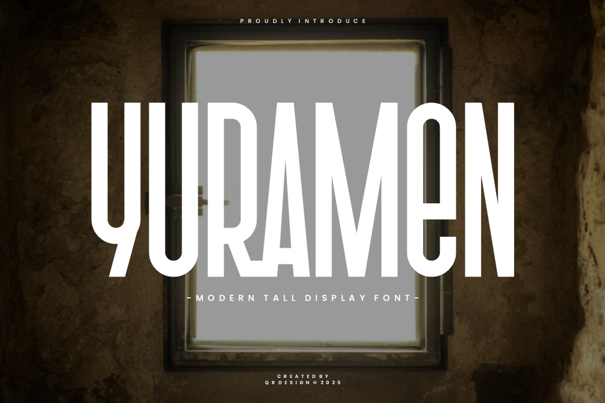 Yuramen - Tall Font, a Sans Serif Font by QR Design Studio (Photo 1 of 7)