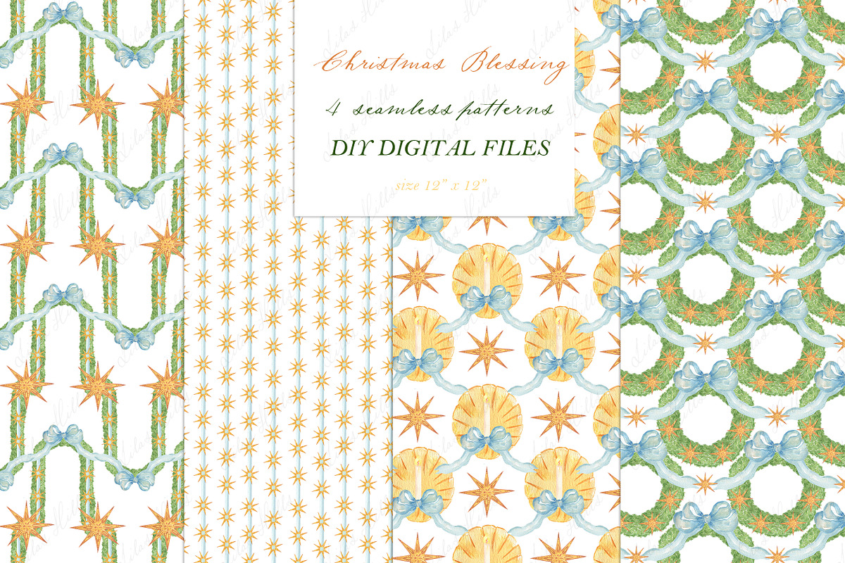 Christmas Stars Watercolor Clipart, a Decorative Illustration by LABFcreations (Photo 2 of 4)