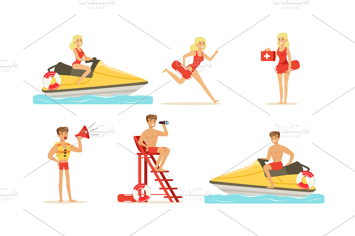 Beach-rescue Woman and Man, a Person Illustration by TopVectors