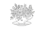 Floral Teacup Line Art Bundle, an Illustration by Gfx_Store (Thumbnail 28 of 51)