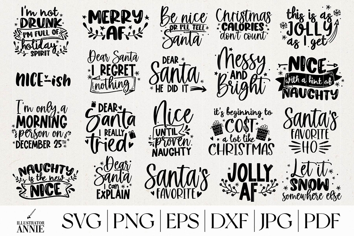 Funny Christmas SVG Quote Bundle, an Object Graphic by IllustratorAnnie (Photo 1 of 5)