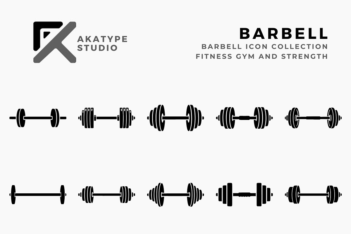 Barbell Icon Collection, a Solid Icon by Akatype Studio (Photo 1 of 3)