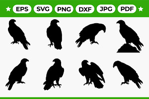 Perched Eagle Silhouette Pack, an Object Graphic by Artonix