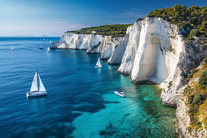 Sailboats glide through the crystal, a Nature Photo by MistyDay