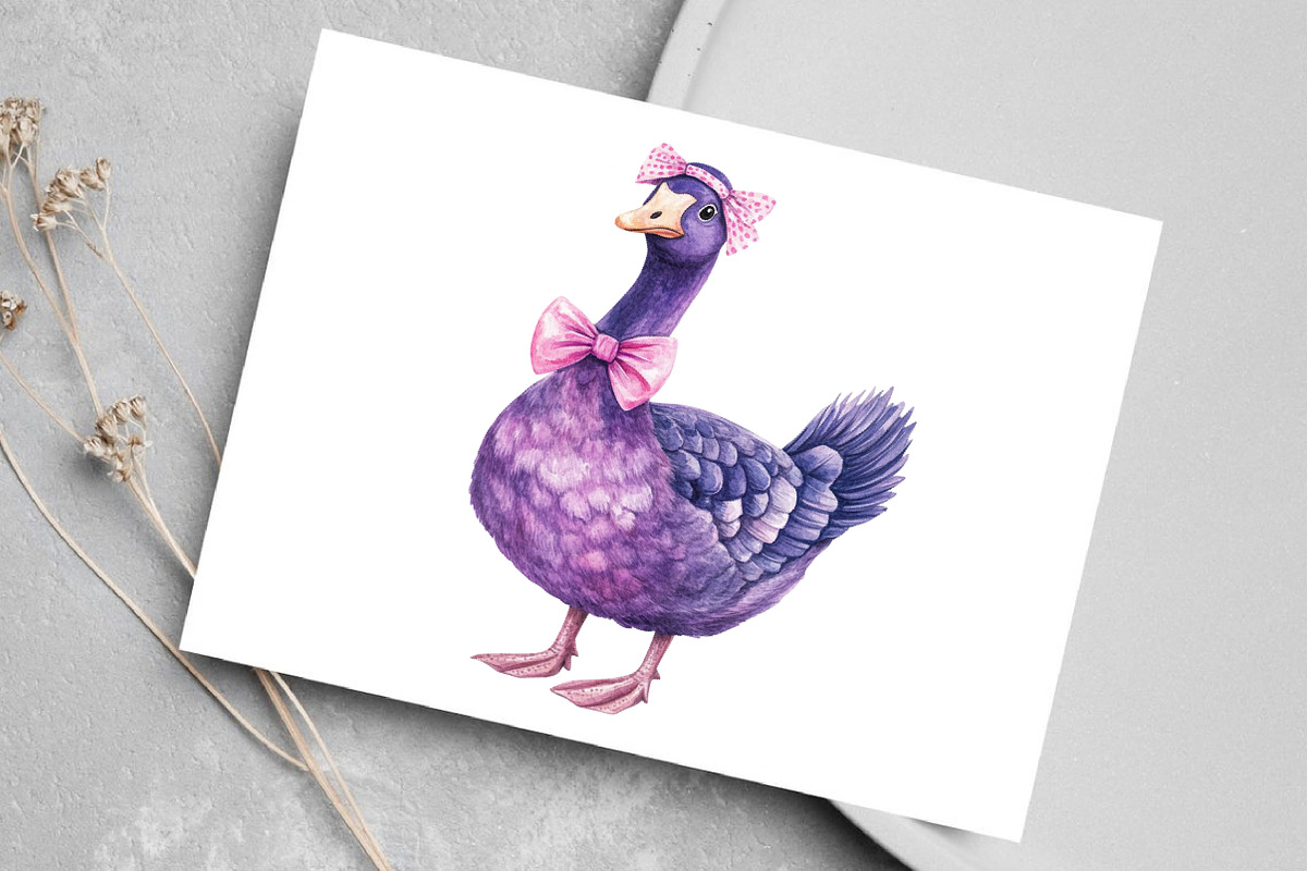 Watercolor Colorful Goose Clipart, an Illustration by Canvas Craft (Photo 5 of 7)