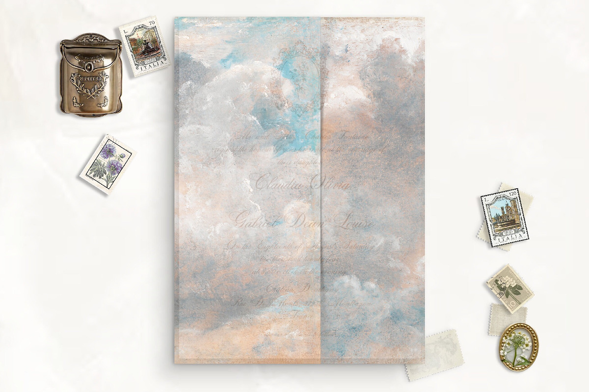 Cloud Printable Vellum Wrap, a Stationery Template by SilverJoyAtelier (Photo 1 of 3)