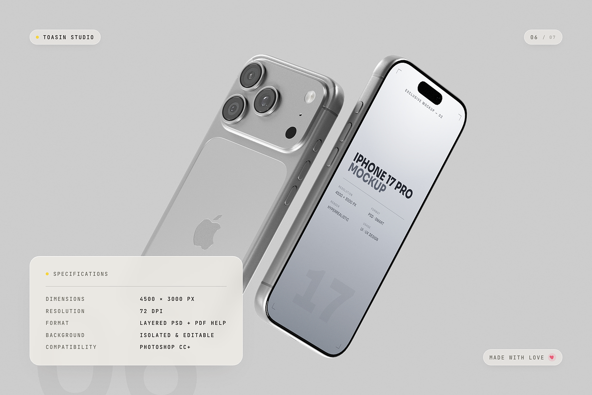 iPhone 17 Pro Mockup, an iPhone Mockup by Toasin Studio (Photo 6 of 7)