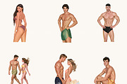 Watercolor Beach Romance Clipart, a Person Illustration by BusyDaydesign (Thumbnail 4 of 9)