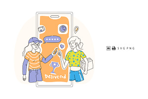 Illustration App Delivery Rating, a Technology Illustration by Stock Shape
