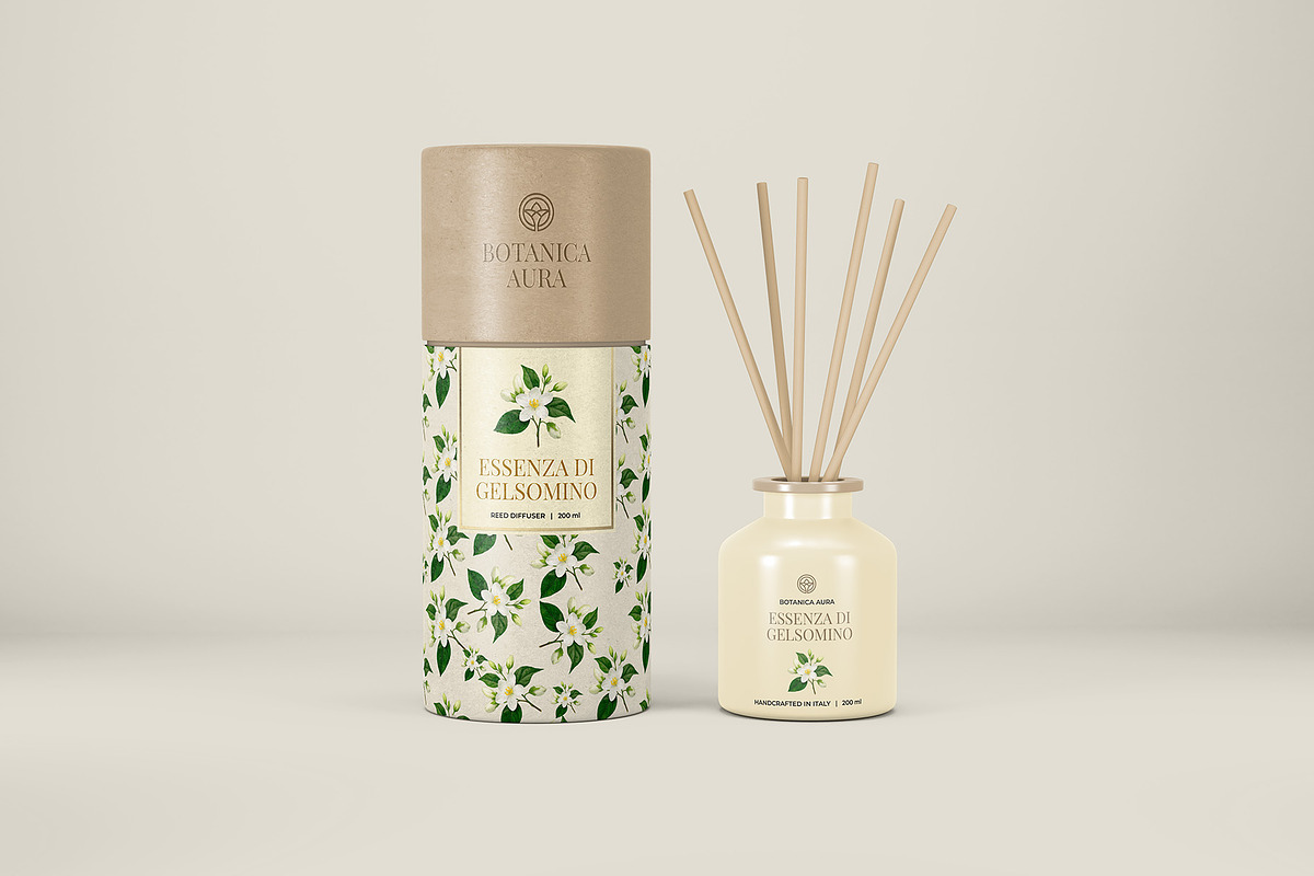 Reed Diffuser Bottle Package Mockup, a Packaging Mockup by Illusiongraphic (Photo 2 of 20)